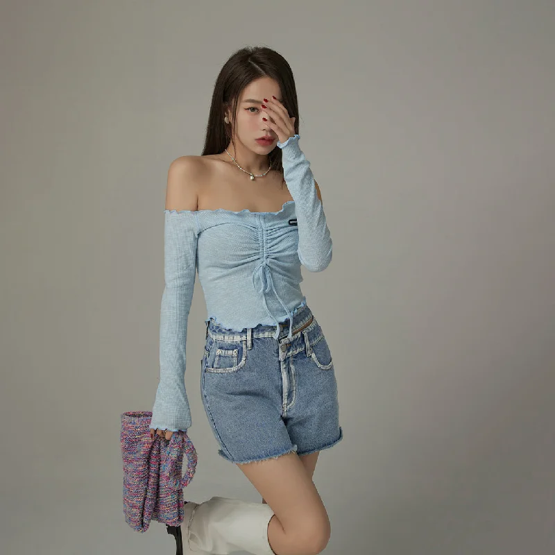 Shirring Off-Shoulder Top Sophisticated Women's 
