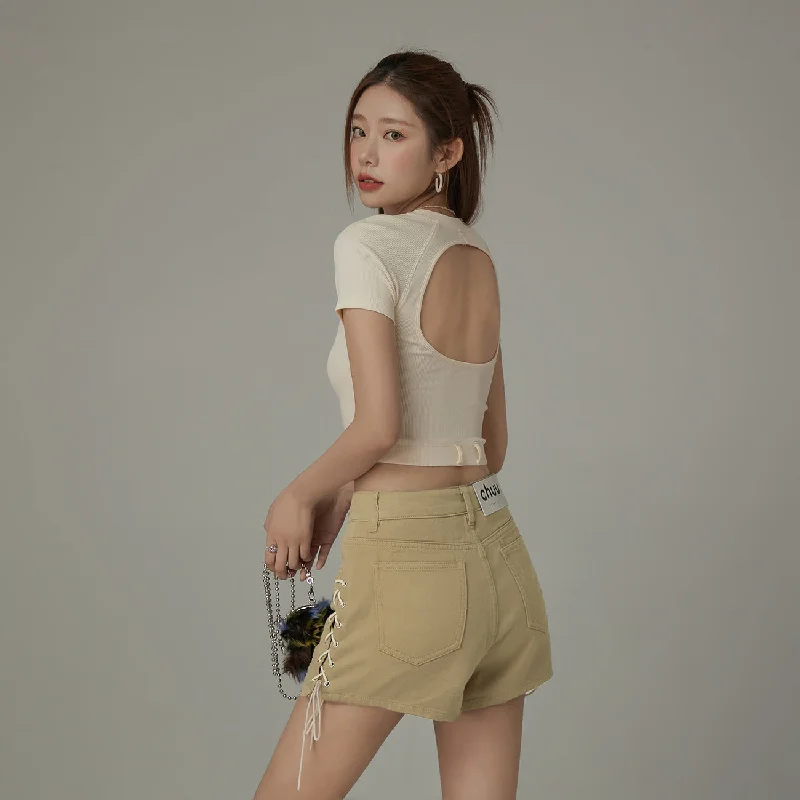 Back Cut Out Slim Crop Daily T-Shirt performance