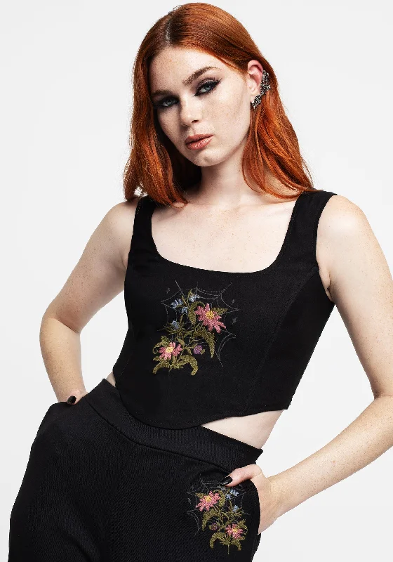 Cleome Floral Spiderweb Embroidered Corset Top Dynamic Women's High - energy