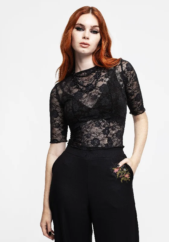 Anthos Floral Lace Crop Top Modern Women's Tech