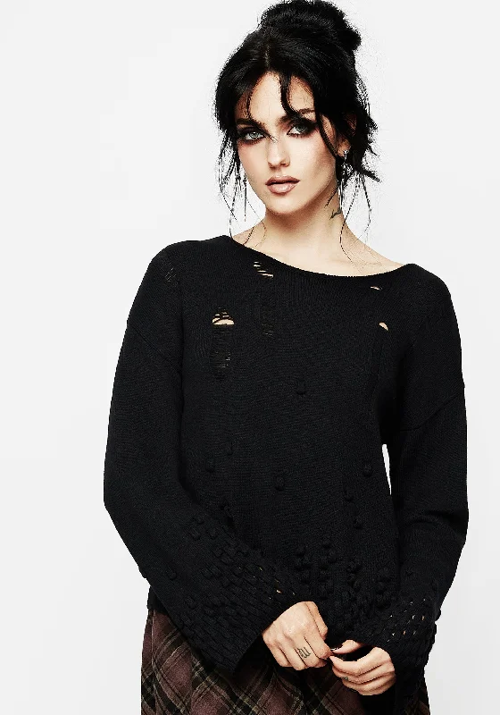 Looper Distressed Knit Jumper Sleek Women's Metallic
