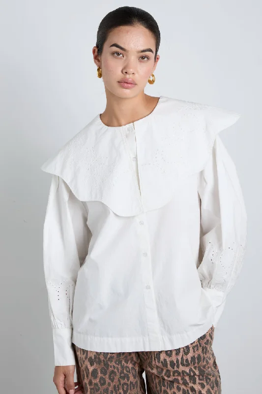 romeo embroidered blouse - white Sporty Women's Athleisure 