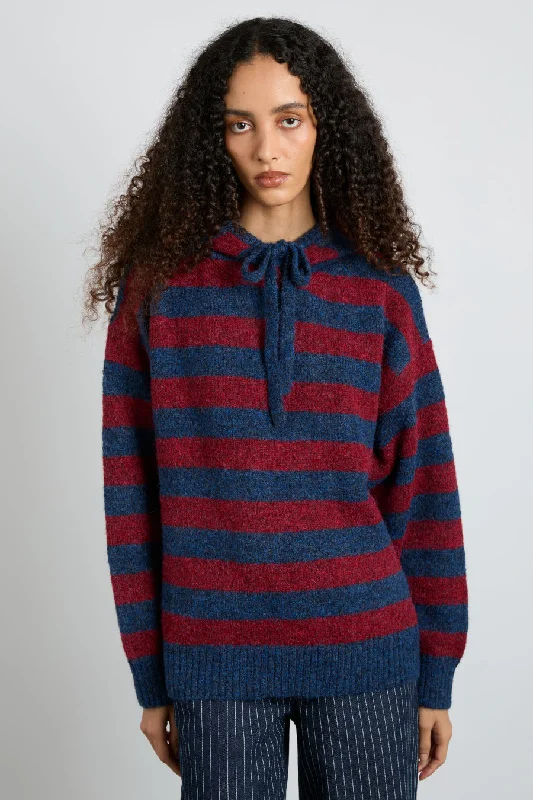 riley knit hoodie - red navy stripe Vacation