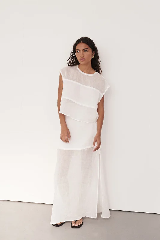 KAI WHITE RAMIE PANELLED TOP Bold Women's Statement