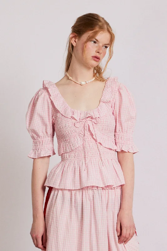 meghan blouse - pink gingham Bold Women's Statement