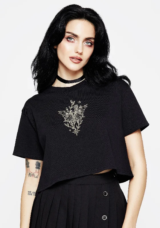 Hawkmoth Graphic Print Boxy Crop Tee Modern Women's 