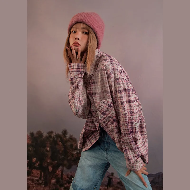 Loose Check Flannel Shirt Refined Women's 