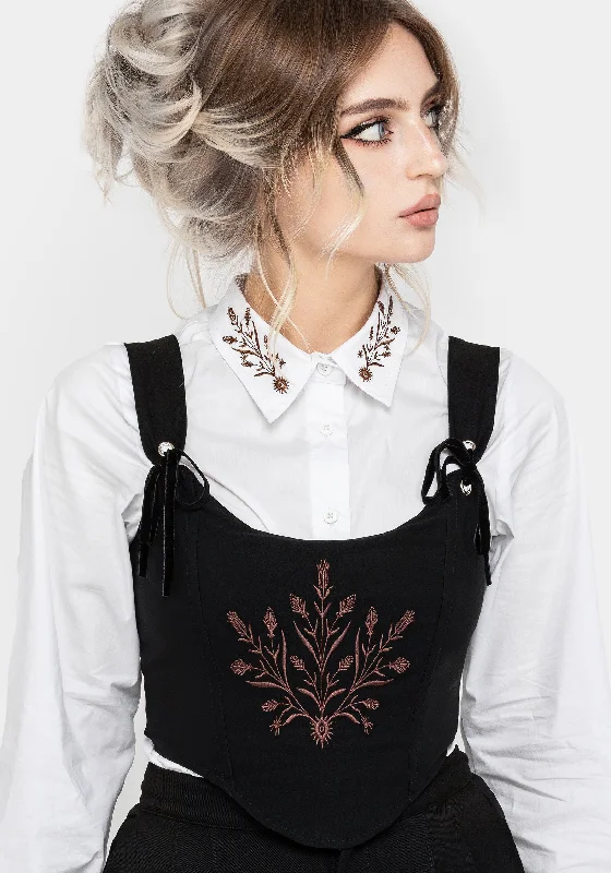 Cybele Embroidered Crop Corset Top Casual Women's Loose - fitting
