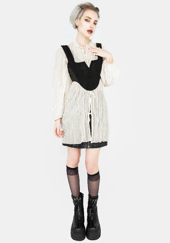 Villain Textured Blouse - White Trendy Women's Oversized