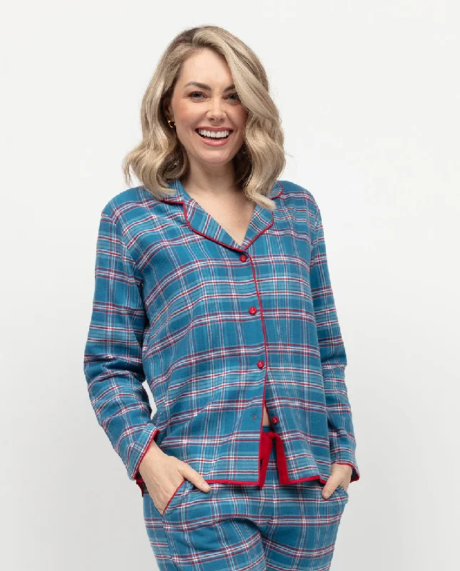 Montana Womens Brushed Check Pyjama Top Tough Women's Military - inspired