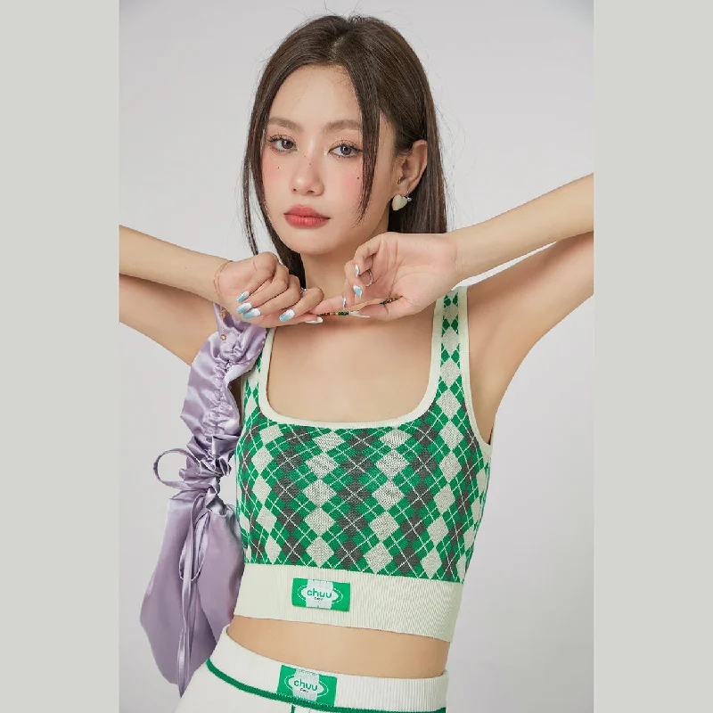 Argyle Knitwear Bra Top Athletic Women's High - 
