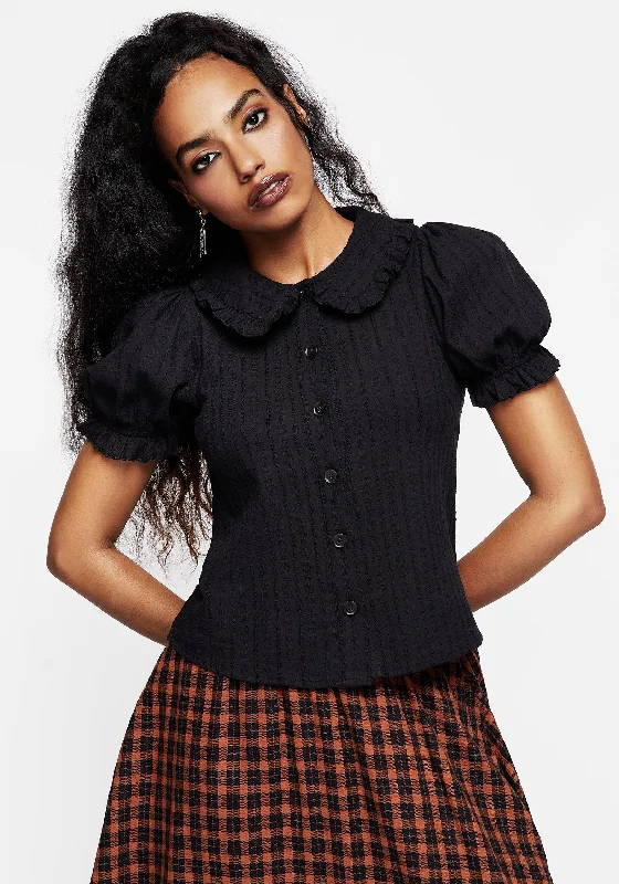 Menagerie Textured Button Up Blouse Top Edgy Women's Punk