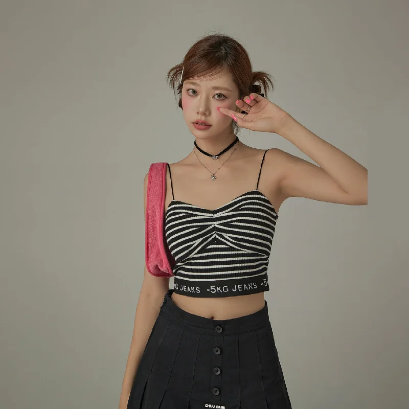 Stripe Sleeveless Slim Strap Top Cool Women's Distressed