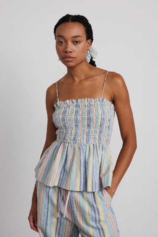 hope shirred cami - multi stripe Feminine Women's Soft 