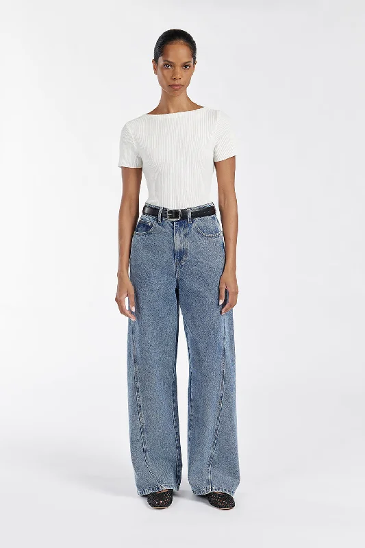 MAX OFF WHITE BOAT NECK KNIT TOP Cool Women's Skate