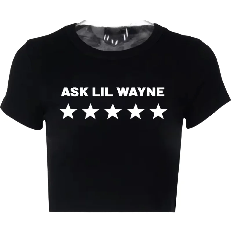 Ask Lil Wayne Black Oversized Crop Top European