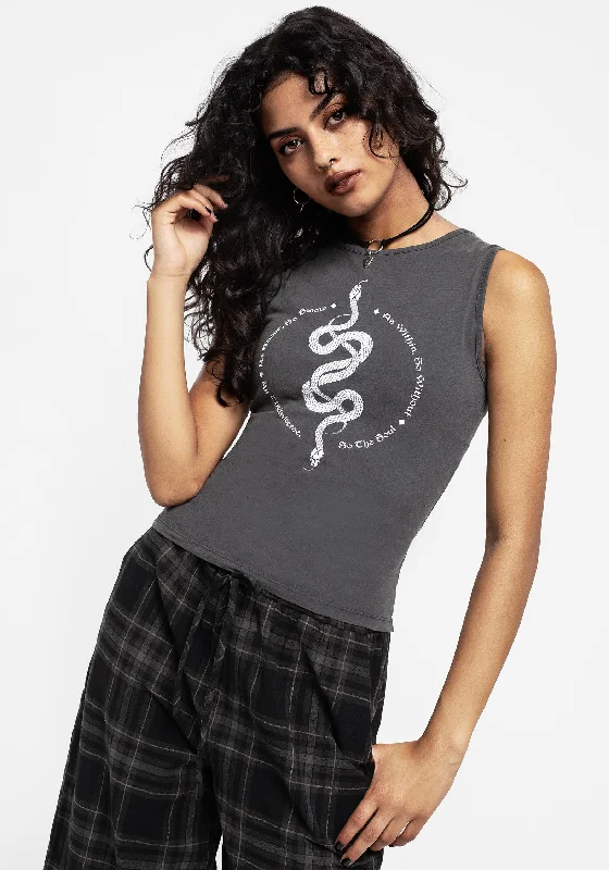 Hermetica Graphic Print Sleeveless Tee Minimalist Women's Casual