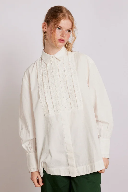 tuxedo ruffle shirt Relaxed Women's 
