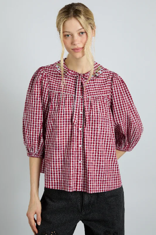 mila blouse - cherry gingham Elegant Women's 