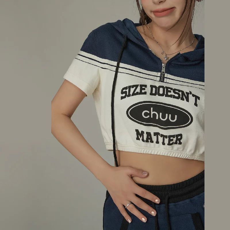 Size Doesnt Matter Half Crop Hoodie Vacation