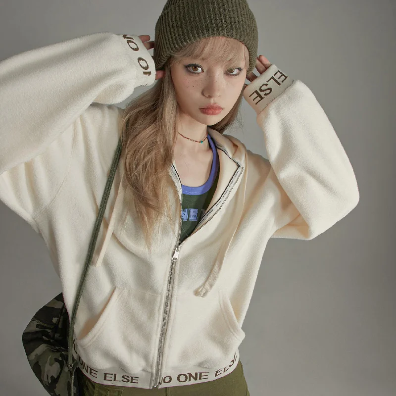 No One Else Fleece Zip-Up Hoodie Cool Women's Distressed