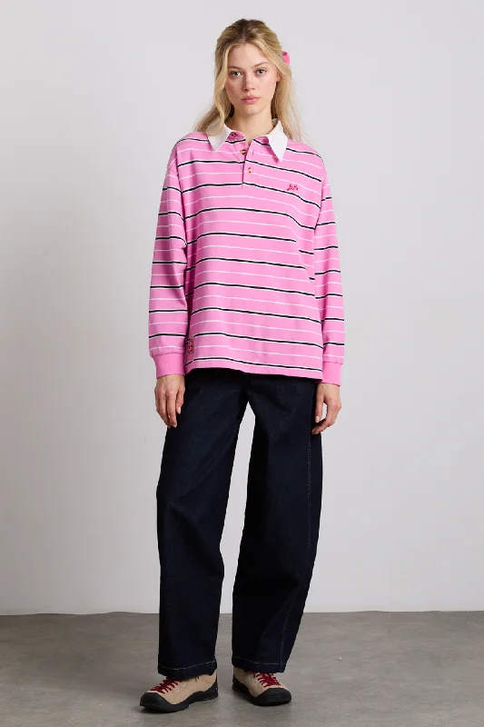 remie rugby shirt - pink stripe Feminine Women's Soft 