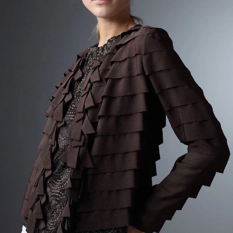 Grosgrain Ribbon Jacket, Brown Dapper Women's Bow - adorned