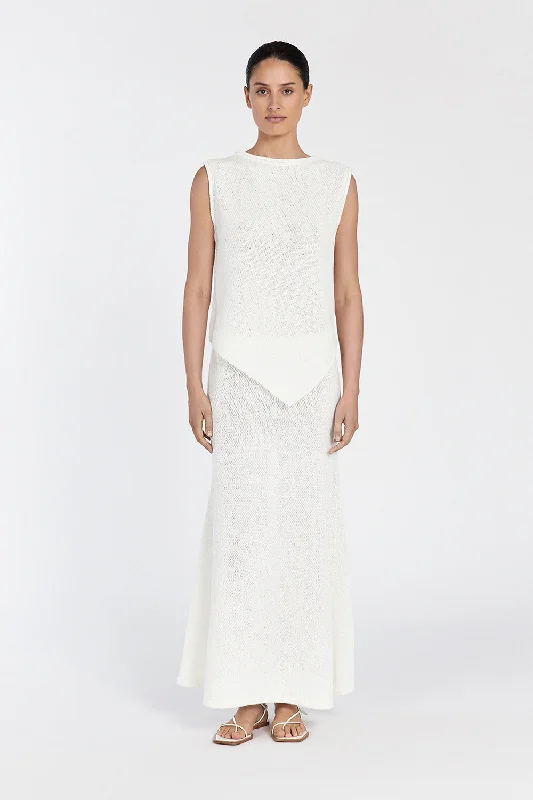 ALTHEA OFF WHITE ASYM KNIT TOP Luxurious Women's High -  end