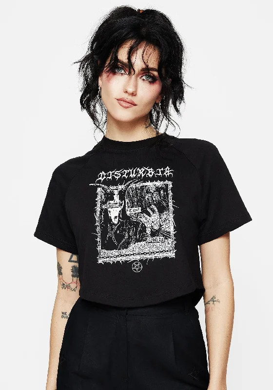 Raise the Dead Graphic Print Crop Tee Practical Women's Quick - dry