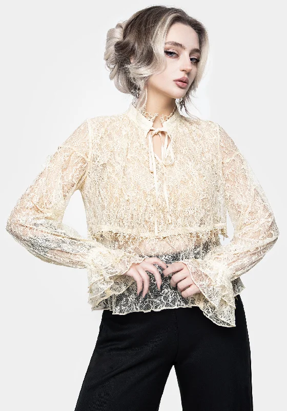 Wither Floral Lace Blouse Top Unique Women's Upcycled