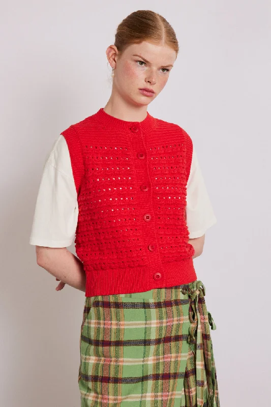 aggie knitted tank - red Vintage Women's 1970S 