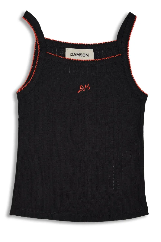 dm cami top - black pointelle Tough Women's Military - inspired