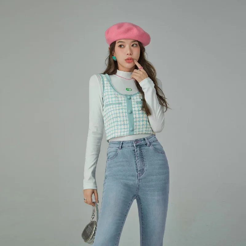 Tweed Check Buttons Sleeveless Top purpose