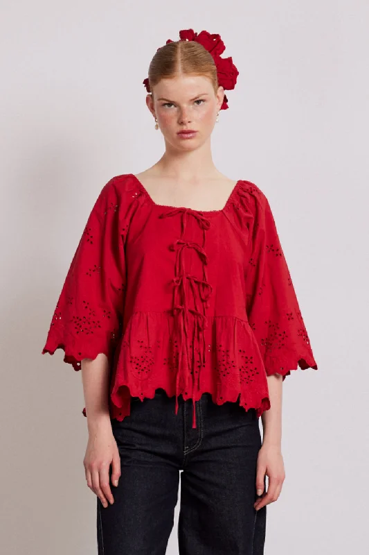 lana blouse - red Classic Women's Tweed