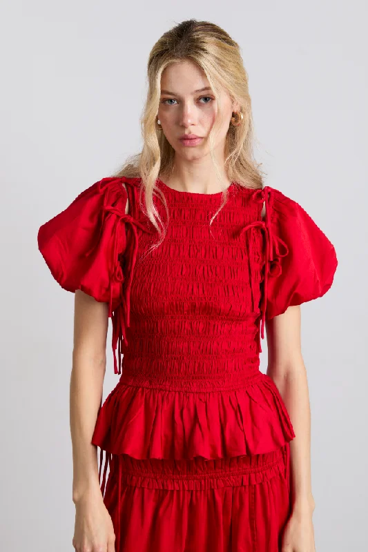 becca multi-way blouse - cherry Cool Women's Distressed