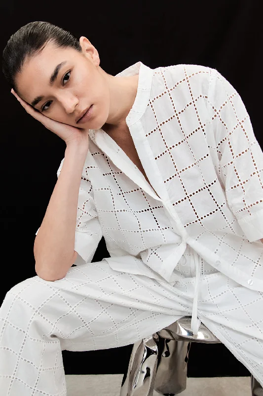 OWEN WHITE SLEEVED BRODERIE SHIRT Refined Women's 
