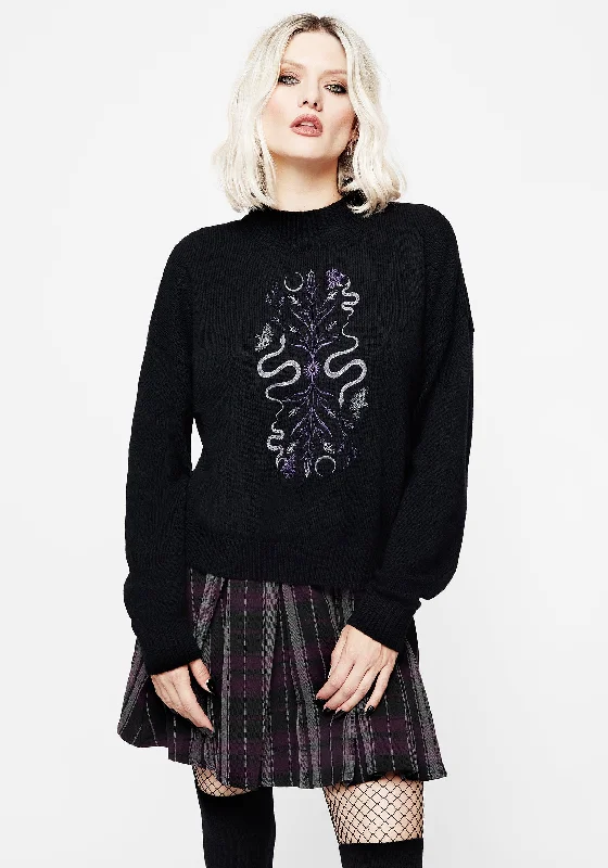 Dominion Snake Embroidered Knit Jumper Dynamic Women's High - energy