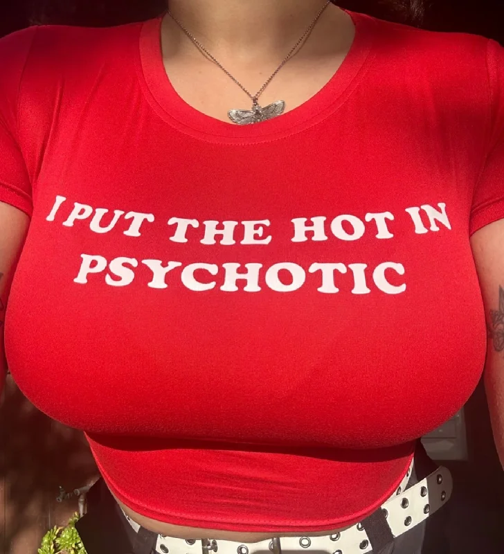 Psychotic Red Crop Top Classic Women's Tweed