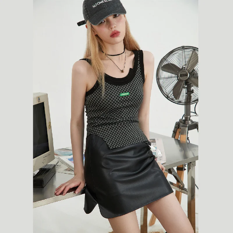 Check Cropped Sleeveless Top Gym