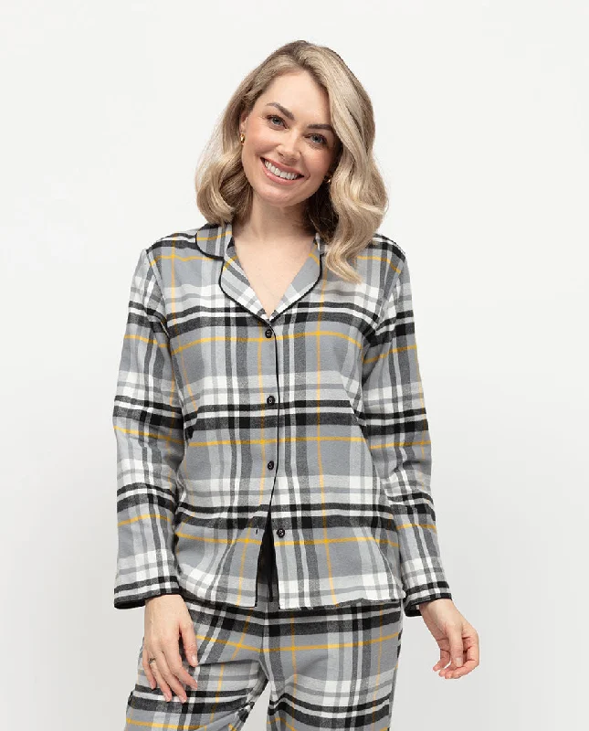 Parker Womens Brushed Check Pyjama Top Stylish Women's Neon