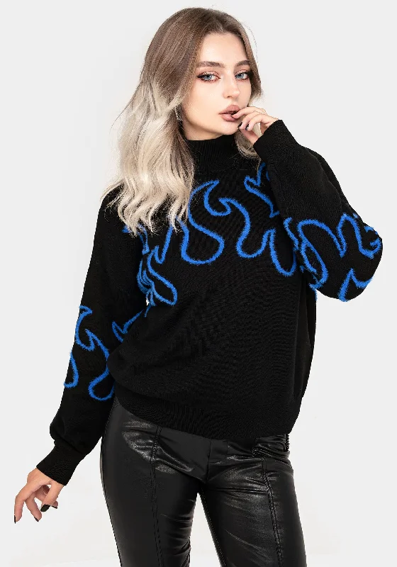 Blaze Flame Knit Jumper - Blue Practical Women's Multi - 