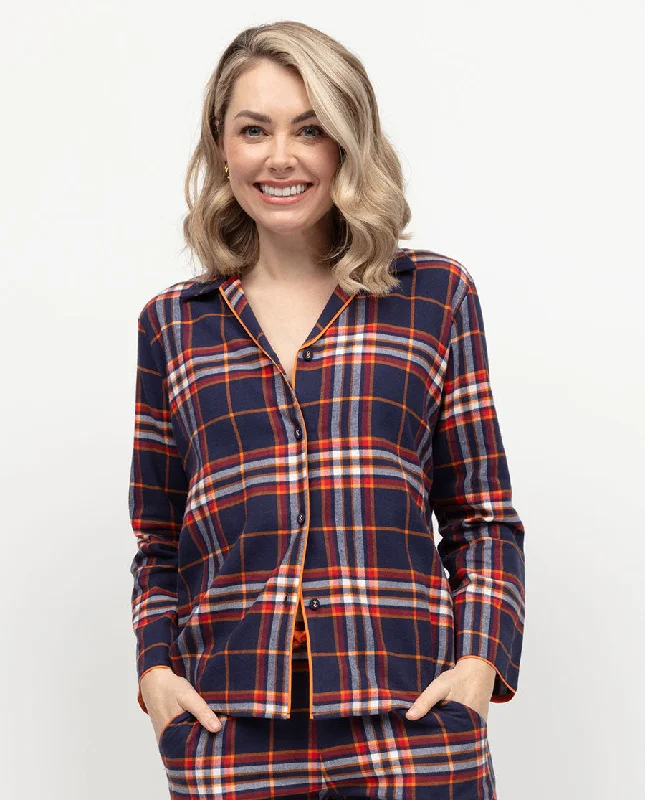 Taylor Womens Lightly Brushed Check Pyjama Top Earthy Women's Hemp - based
