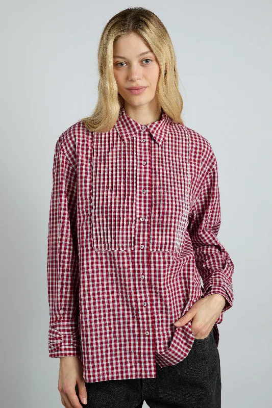 michelle shirt - cherry gingham Casual Women's Loose - fitting