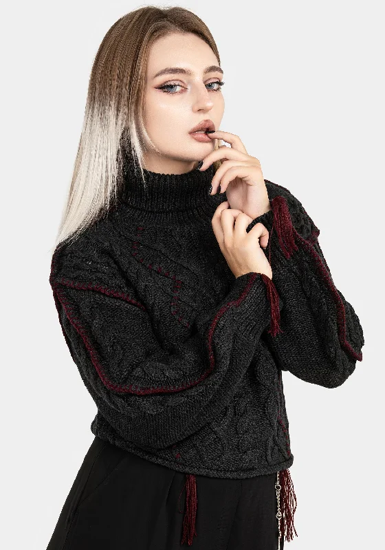 Vaila Cable Knit Crop Jumper Hip Women's Retro