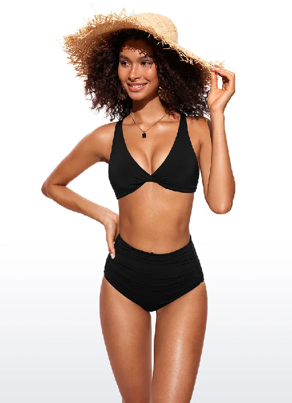 Sunshine V Neck Bikini Twist Front Tops Criss Cross Back Gym