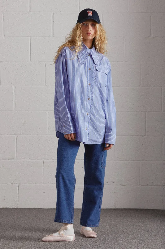 kendall ruffle shirt - blue stripe Edgy Women's Punk