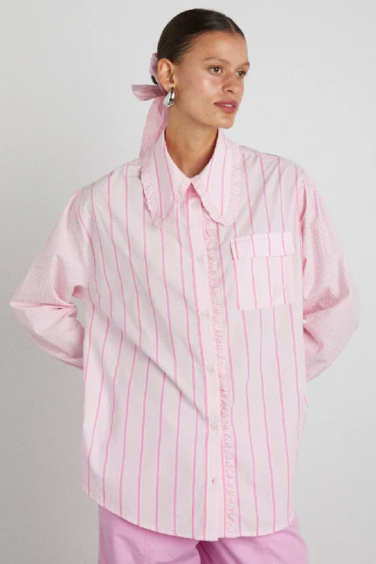 kendall ruffle shirt - pink stripe mix Gym