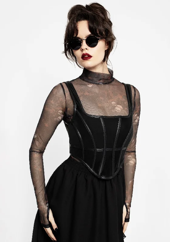 Ashen Faux Leather Zip Corset Top Athletic Women's 