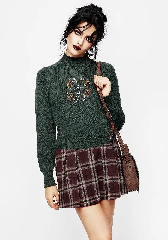 Whisper Mock Neck Embroidered Knit Jumper Laid - back Women's Vibe