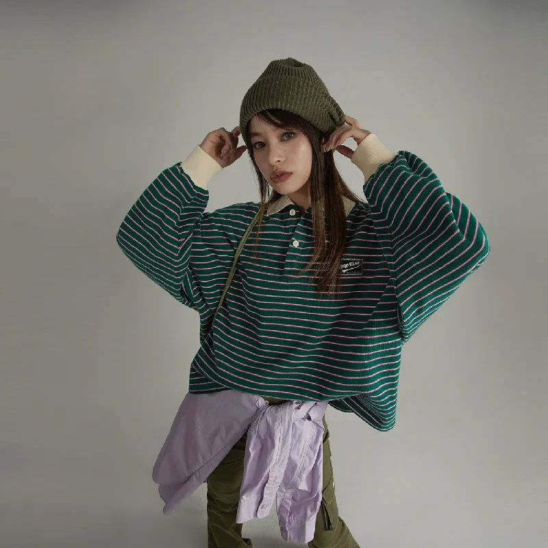 Stripe Inner Layer Sweatshirt Dapper Women's Bow - adorned